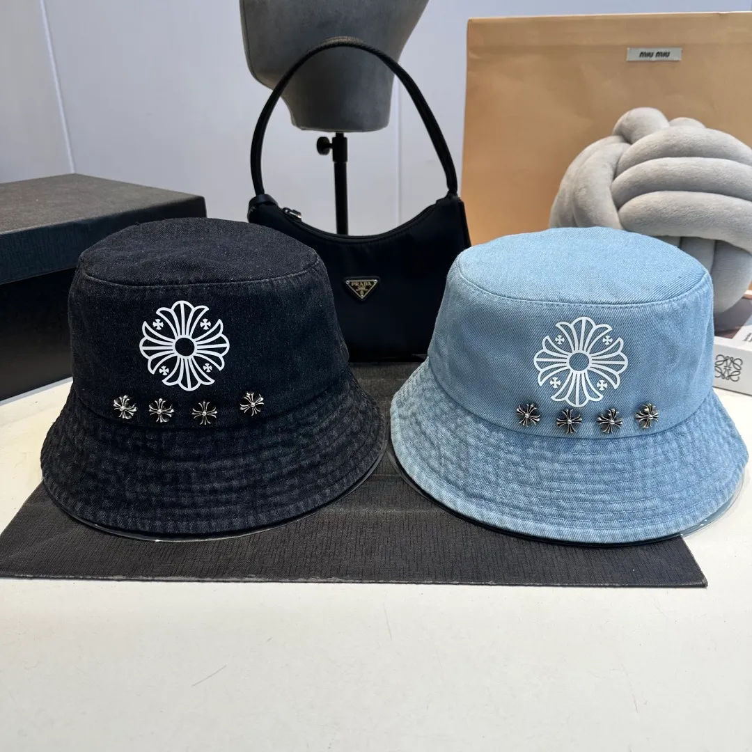 P80 Croxin spring and summer new denim fisherman hat, retro old street style, washed and torn edges, perfect for taking photos👑